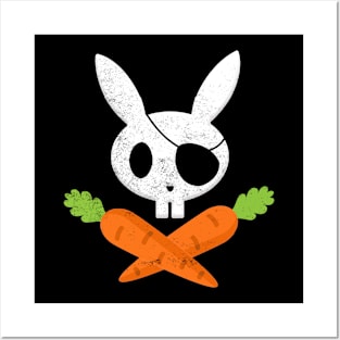 Easter Bunny Rabbit Pirate Skull and Carrot Funny Posters and Art